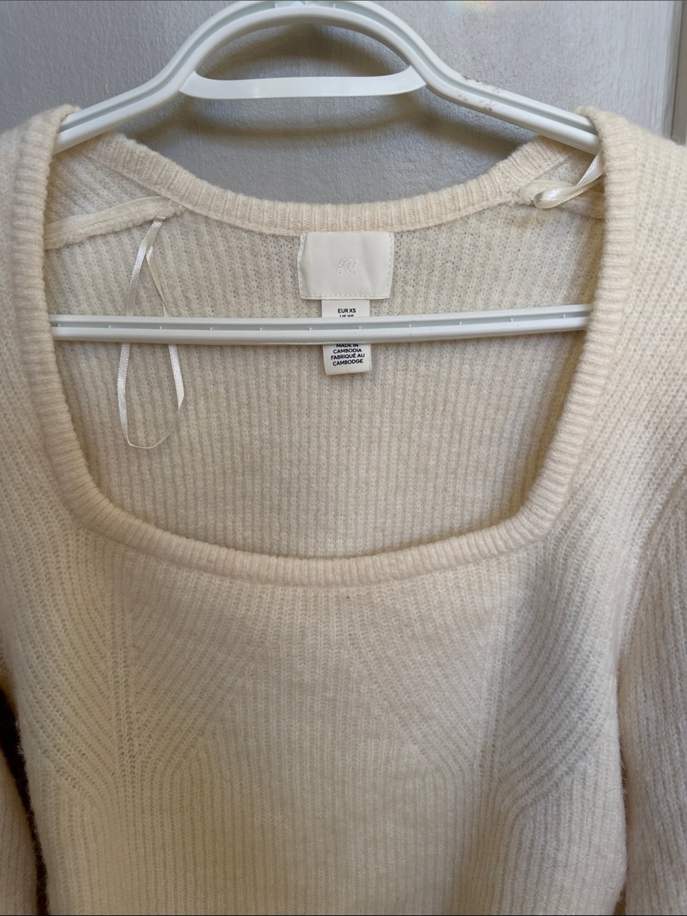 H&M Cream Square-Neck Ribbed Knit Sweater - Picture 3 of 3